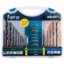 Drill & Screwdriver Bit Set 22 Piece In Carry Case Steel & Masonry